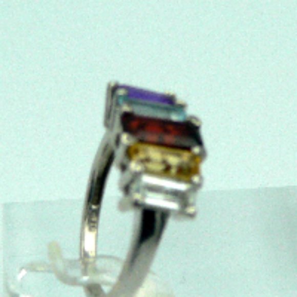 Sz 8 Genuine Multi Gemstone Ring NWOT - Picture 2 of 4